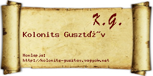 Kolonits Gusztáv névjegykártya