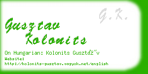 gusztav kolonits business card